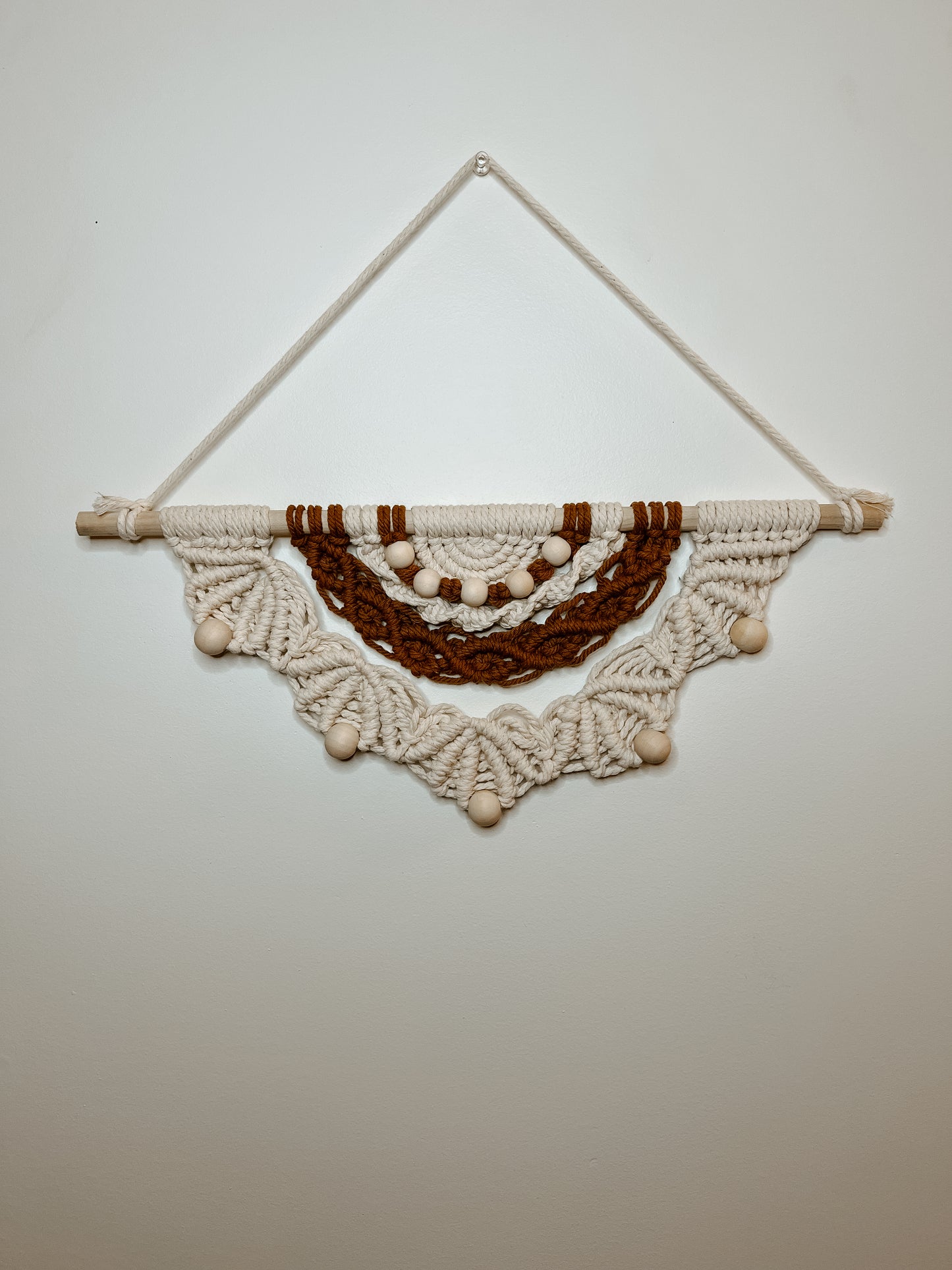 Bohemian Half Mandala Wall Hanging with Wooden Beads