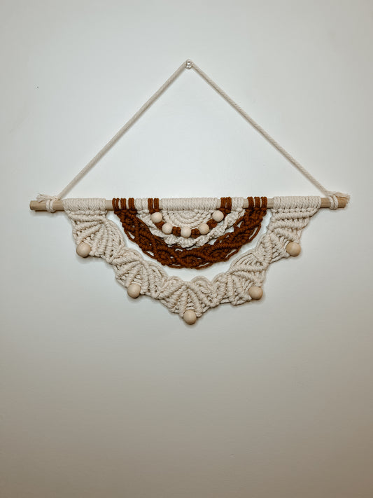 Bohemian Half Mandala Wall Hanging with Wooden Beads