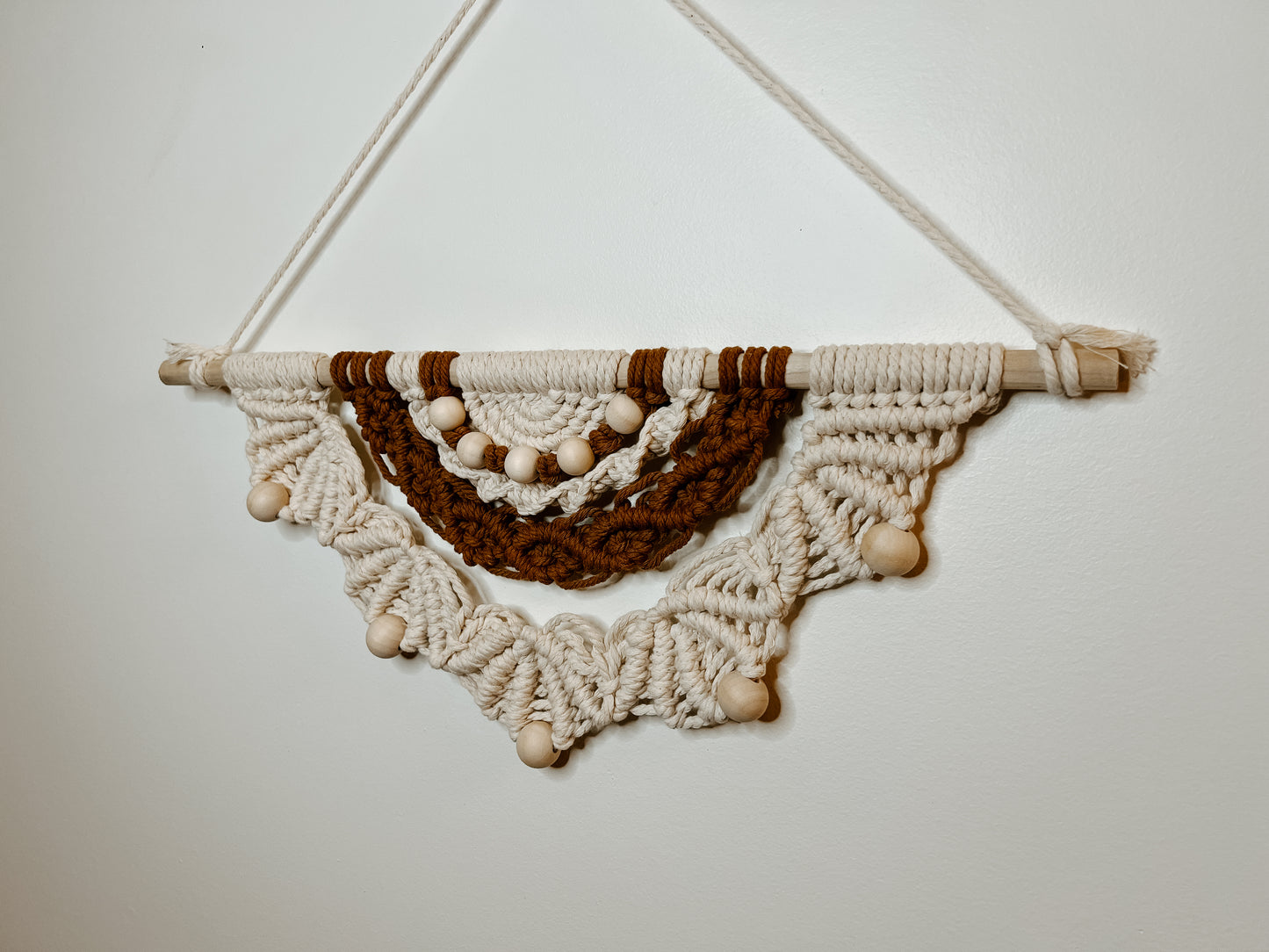 Bohemian Half Mandala Wall Hanging with Wooden Beads