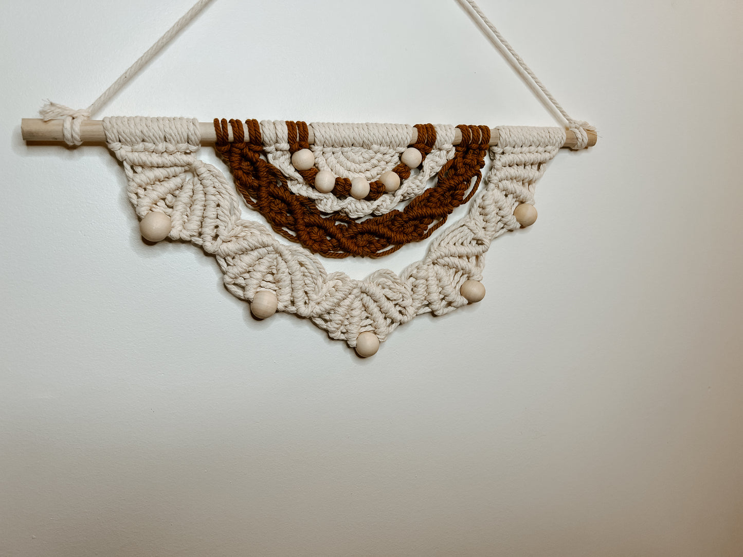 Bohemian Half Mandala Wall Hanging with Wooden Beads