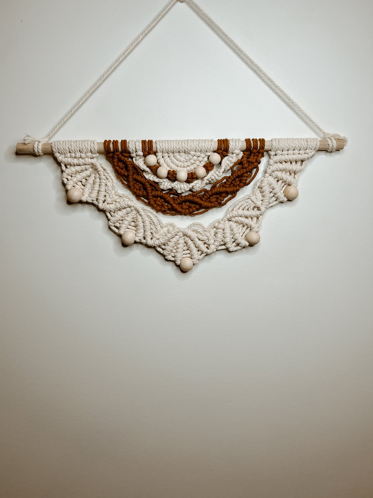 Bohemian Half Mandala Wall Hanging with Wooden Beads