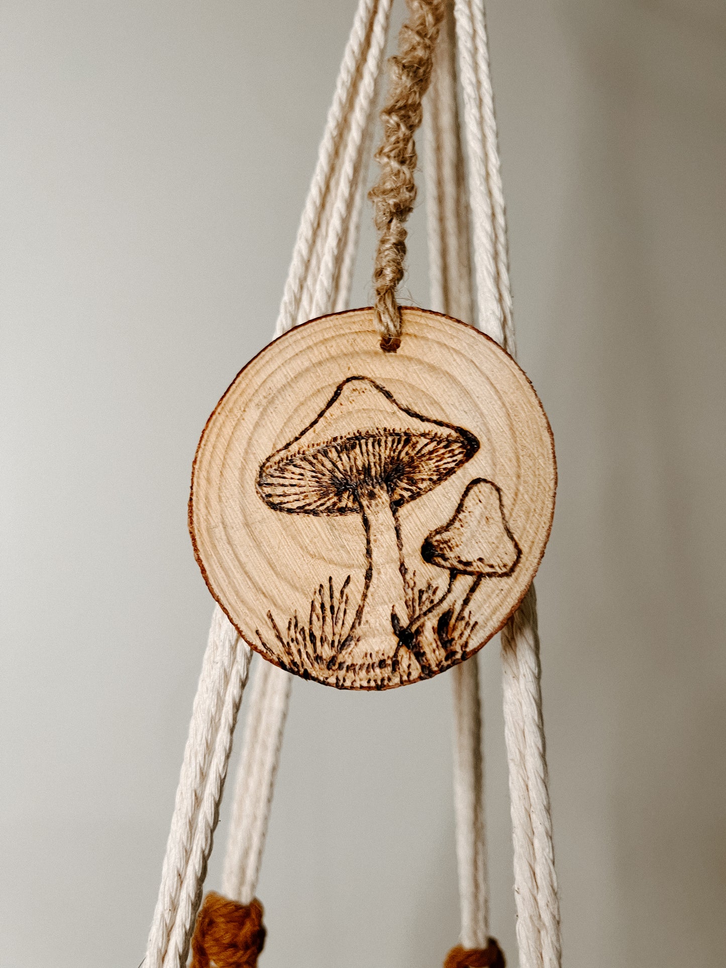 Hand-Burned Mushroom Plant Holder