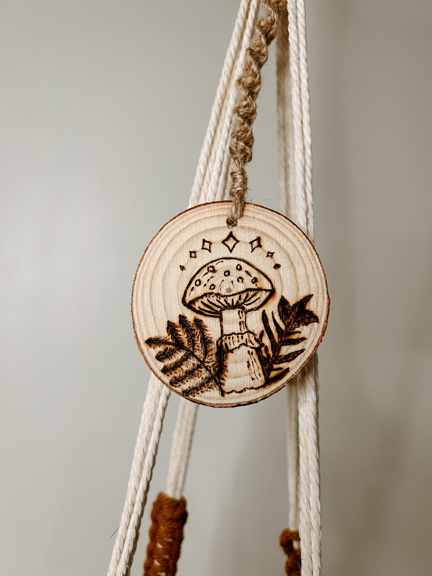 Hand-Burned Mushroom Plant Holder